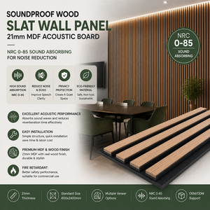 Panneau mural en bois insonorisant, <span class=keywords><strong>lattes</strong></span> de bois de 21 mm, panneau acoustique en MDF, NRC 0-85, absorption acoustique pour la réduction du bruit - Product Image 1