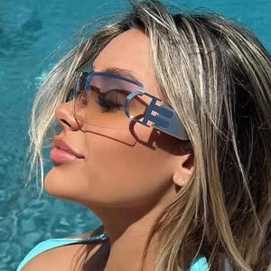 2025 mode Boutique lunettes sans cadre futuriste une pièce lunettes de soleil femmes Wrap Y2K Yangzed nuances lunettes de soleil - Product Image 2