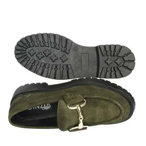 Cinzia <b>Soft</b> Women's Moccasin Verdone Flat <b>Shoes</b> Olive Green Suede Platform Loafers - Product Image 6