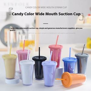 Wholesale Top Seller Custom 16oz <b>Double</b> <b>Wall</b> Plastic Travel Tumbler Coffee <b>Mugs</b> with for Straw Lid Hot Selling for Boiling Water - Product Image 2