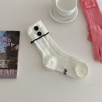 Chaussettes mi-mollet en coton pour femme, blanches, à bout sans couture, avec bouton, pour l'automne/hiver