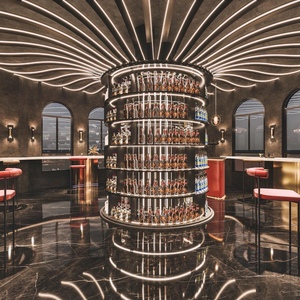 Solución de Almacenamiento para Bodega de Vinos, de Madera Maciza y Acero Inoxidable Ovalado, de Calidad Premium, Personalizada, Comercial, con Iluminación LED de Alta Gama - Product Image 2