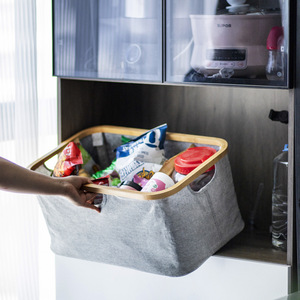 Clothing Organizer <b>Storage</b> <b>Basket</b> <b>Grey</b> Rectangle Foldable Eco Friendly <b>For</b> Clothes Pants Fabric Cotton Linen Home Wardrobe - Product Image 3