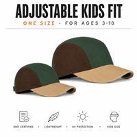 Casquette de baseball 5 panneaux pour enfants, motif color block, logo personnalisé, pour tout-petits garçons et filles, réglable, chapeau de soleil d'extérieur, vente en gros, usine OEM