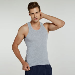Homme décontracté Singlet gilet maillot de corps couleur unie Gym débardeurs Fitness musculation entraînement coton sans manches chemise maillots de corps - Product Image 2