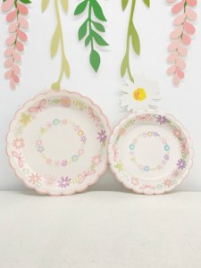 DAMAI Spring Tea Party Birthday Party Supplies Colorful Floral Pink Bowknot <b>Disposable</b> <b>Tableware</b> Paper Plates Cups Napkins - Product Image 1