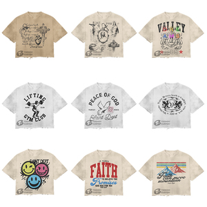 Camiseta de 300 GSM de algodón 100% de alto gramaje para hombre, estilo streetwear con pedrería, logotipo personalizado, corte oversize holgado, vintage, lisa y en blanco. - Product Image 3