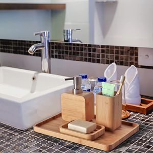 Bamboo Bathroom Toiletries Set Rectangle Eco-Friendly <b>Toothbrush</b> <b>Holder</b> Soap Dish Guesthouse Hotel Supplies - Product Image 4