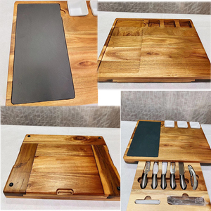Ventes directes d'usine Grand plateau <span class=keywords><strong>de</strong></span> fromage <span class=keywords><strong>en</strong></span> bois d'acacia avec plateau <span class=keywords><strong>de</strong></span> <span class=keywords><strong>service</strong></span> <span class=keywords><strong>en</strong></span> <span class=keywords><strong>ardoise</strong></span> Ensemble <span class=keywords><strong>de</strong></span> <span class=keywords><strong>planche</strong></span> à fromage <span class=keywords><strong>en</strong></span> bois - Product Image 4