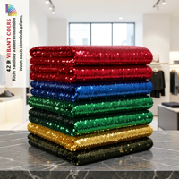 Tissu à paillettes tissé couleur personnalisée, 42 couleurs disponibles en gros, textile maille brillante pour robe de mode féminine, mariage, fête, costume, couture