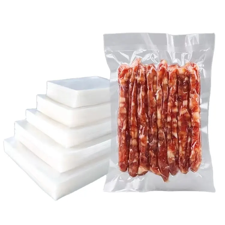 Bolsas de almacenamiento de alimentos para congelador con sello personalizado de fábrica, bolsa de vacío de plástico laminado de nailon PE VAC