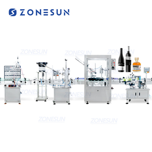 ZONESUN ZS-FAL180Z5 Automatic Wine <b>Gin</b> Liquor T-cork Bottle Filing Capping Labeling Heat Shrinking Machine Production Line - Product Image 1