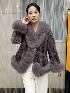 Abrigo clásico de Invierno para mujer 2025, piel de visón forrada con Cuello de piel de zorro, ropa de abrigo informal impermeable, forro de poliéster - Product Image 4