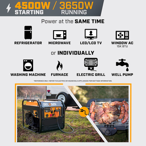 Générateur à essence 4 temps 4500W le plus vendu, 50/60 Hz, 3.5/4.5KW, 12A 20A 30A, avec démarrage par lanceur et démarrage automatique HSAMZ-Portable - Product Image 2