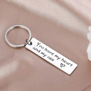 Aniversario Llaveros de metal Llaveros divertidos Tienes corazón y <span class=keywords><strong>mi</strong></span> culo Llavero Regalos <span class=keywords><strong>para</strong></span> marido <span class=keywords><strong>Novio</strong></span> Novia Esposa - Product Image 1