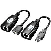 2Pcs Neuer USB zu RJ45 LAN Kabel verlängerung adapter Extender über Cat5 RJ45 Cat6 Patchkabel Schwarz Netzwerk zubehör