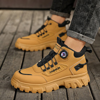 Nouvelle conception 2026, logo personnalisé, usine OEM ODM, bottes de mode souples avec empeigne en maille moutarde, semelle épaisse à crampons et col côtelé