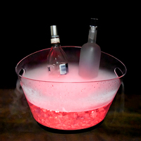 Secchiello per Ghiaccio Luminoso per Feste all'Aperto e Matrimoni, Ricaricabile, con Doppio Manico, Illuminazione LED, Secchiello per Vino in Plastica