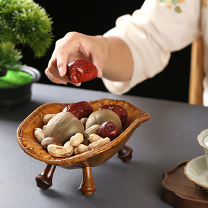 Bamboo Woven Tortoise Shell Fruit Basket Irregular Shape Standing Type For Living Room <b>Storage</b> <b>Tray</b> New Chinese Style - Product Image 2