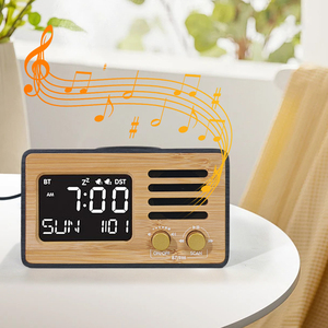 Phòng Ngủ LED Hiển Thị Ban Đêm Bảng Phí Trạm Kỹ Thuật Số Tre Mặt Bàn Gỗ Bằng Giọng Nói Cạnh Giường Ngủ Đồng Hồ Báo Thức Với Bộ Sạc Không Dây - Product Image 2