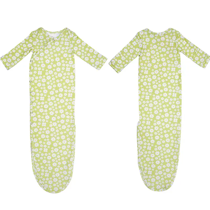 कार्बनिक कपास लंबी आस्तीन का दस्ताना शिशु कपड़े स्लीपरों बांस knotted बच्चा पजामा बच्चे पजामा पुष्प पहनने योग्य स्लीपिंग बैग