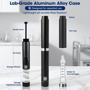 Reusable V2 Injection <b>Pen</b> <b>Refillable</b> Peptide <b>Pen</b> for Daily Personal Use with Gift Box Metal Body Adjustable Dose 3ml Cartridge - Product Image 4