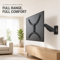 DMP GS102L-SW Gas Spring Full Motion TV Wall Mount Hitam Matte Metal Screen Mount untuk Layar 23-65 Inci