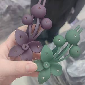 Elegante estilo europeo de color sólido accesorios para el cabello para las mujeres al por mayor de plástico esmerilado flor pinza de pelo - Product Image 2