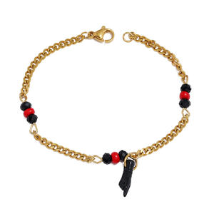 Pulsera Azabache Personalizada para Mujer, Chapada en Oro, con Nombre Grabado - Product Image 3