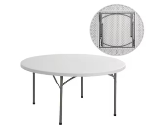 Mesa de Comedor Redonda de Plástico Blanca Moderna y Duradera de una Pieza de <span class=keywords><strong>60</strong></span>/72 Pulgadas, No se Dobla por la Mitad, para Eventos al Aire Libre y Bodas - Product Image 6