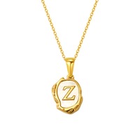Colliers pendentifs en acier inoxydable avec initiale, lettre de l'alphabet, pièce de monnaie en lave, médaille, accessoire pour vêtements, mariage, anniversaire, usage quotidien