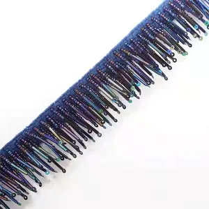 handmade sewing on 3 layer seed bead bugle beaded glass crystal stone lace trimming fringe for jean garment curtain