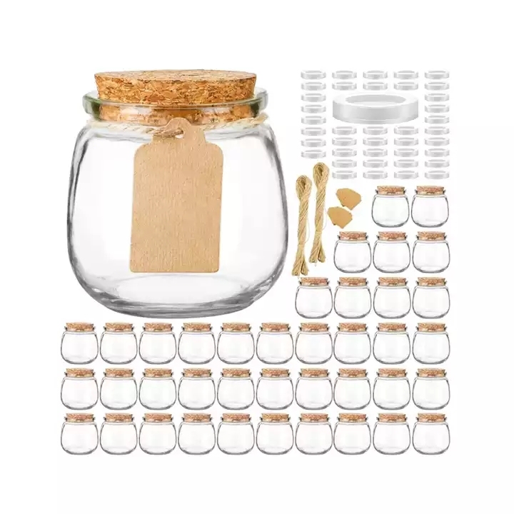 6 Stück 200 Ml Glasbehälter Mit PE- & Korkdeckel – Für Joghurt, Marmelade, DIY