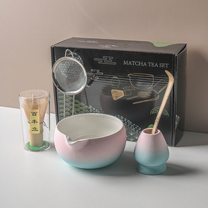 Juego de constitución de té de cerámica al por mayor, juego de té Matcha, juego de <span class=keywords><strong>4</strong></span>/7 piezas, batidor de té de cerámica japonés, juego de cuencos Matcha con pico - Product Image 4