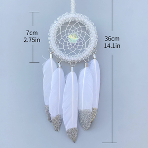 NEW White Dream Catchers Advanced Car Interior Accessories Handmade Rearview Mirror Decorative Car Charm Diameter Blessing Gift - Product Image 2