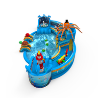 Parc aquatique gonflable commercial avec toboggan aquatique et piscine pour enfants et adultes Parc aquatique au sol gonflable personnalisé sur le thème de l'océan