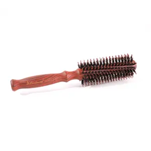 Wholesale Rosewood Boar Bristle Mix Nylon Pins Hairdressing Professional Wooden Round Hair brush Ionic Round Hair Brush