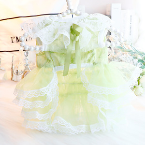 Green Mint Lace Princess Dress For <b>Small</b> Dogs <b>Teddy</b> Pet Wedding Style Summer Thin Dress Polyester Material Four Seasons Wear - Product Image 4