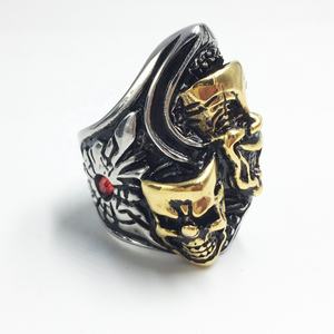 Anillos de Acero Inoxidable con Doble Calavera Vintage, Chapado en Oro PVD de 18K, para Hombre, Estilo Gótico y Motero, Venta al Por Mayor - Product Image 5