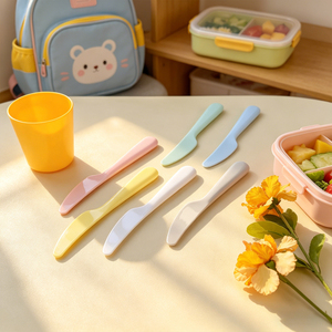 Bulk Sublimation Tableware Blanks for Kids DIY Customizable Knife with 6 Color Options Children Safety <b>Polymer</b> Spoon Fork Knife - Product Image 2