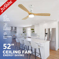 Ventilateur de plafond intelligent 1stshine avec commande vocale par application Wifi, pales en bois massif, télécommande innovante et éclairage LED