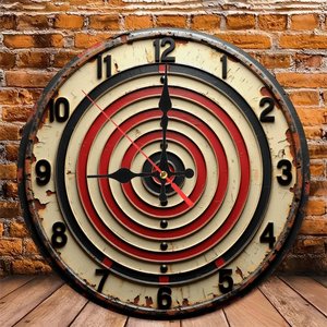Round Wooden Wall <b>Clock</b> Vintage Rustic Arabic Numeral Indoor Home Decor 25cm - Product Image 4