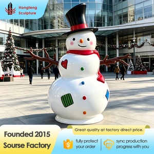 Scultura di pupazzo di neve dipinta a mano in resina di fibra di vetro per decorazioni natalizie da esterno per centri commerciali, giardini, piazze e aree pubbliche - Product Image 1