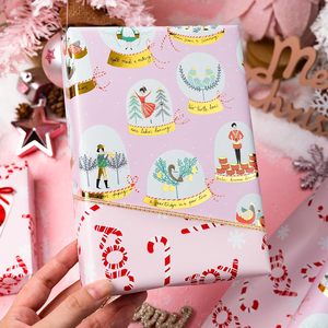 <b>Pink</b> Christmas Wrapping Paper Roll 17 In X 32.8 Ft Recyclable Gift <b>Wrap</b> For Holiday Crafting - Product Image 5