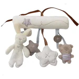 UTOYS Cuna de bebé juguetes nueva cama colgante conejo bebé campana de mano asiento de seguridad más estrella de peluche