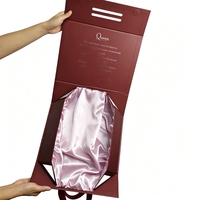 Boîte cadeau en papier pour extensions de cheveux avec fermeture magnétique en carton, taille personnalisée, logo personnalisé, boîte de luxe pour perruque avec doublure en satin