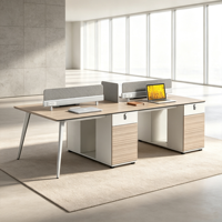 Poste de travail modulaire moderne pour employés de bureau, bureau d'ordinateur en bois avec armoire latérale