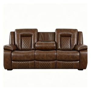 Extendable Reclining Artificial Leather <b>Sofa</b> Set For Living Room And Theater With Drop down table - Product Image 6