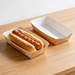 Disposable Aseptic Eco-Friendly Corn Paperboard Stackable White Food Trays & Boats for Hot Dog Fries Fried Snacks Custom Logo - Product Image 6