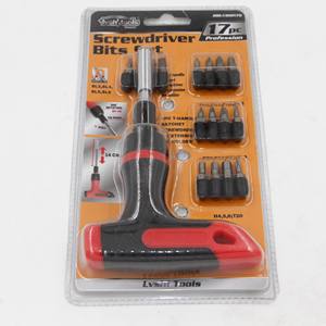 Jeu de tournevis industriel portable de type T deuxième génération à cliquet en plastique inversé avant à 17 dents avec embout Allen inclus - Product Image 1